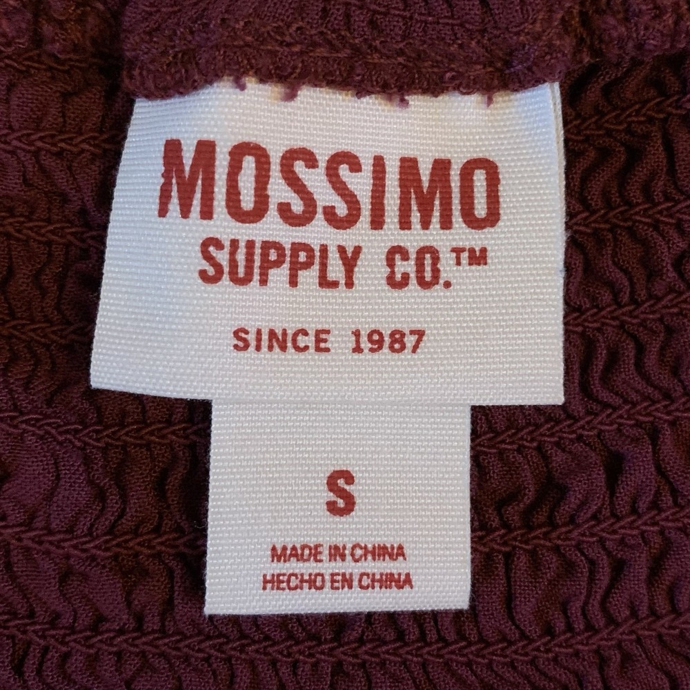 Mossimo Dress Womens Small Burgundy Short Sleeve Fit Flare Ruffle Texture - Picture 3 of 10